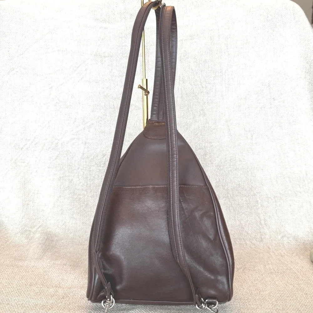 Vintage Charter Club Brown Sling Backpack Purse Turn Lock Y2K
